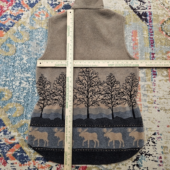 Vintage Black Diamond Woodsy Moose Print Fleece Vest Size XL Made In USA - Picture 5 of 7